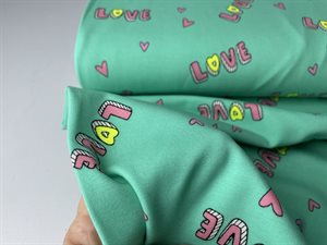 Bomuldsjersey - neon love i mint